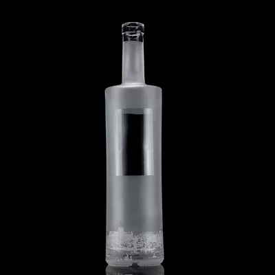 750ml and 500ml glass decal printed vodka bottles with frosted design and base material