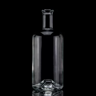 Acid-etched surface glass material for 750-milliliter capacity spirits glass bottles