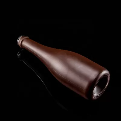 500ml champagne bottle, matte finish, unique design, copper-coated glass collar