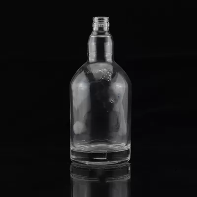 Agave glass bottles with acid-etched surface treatment, round neck and empty flint